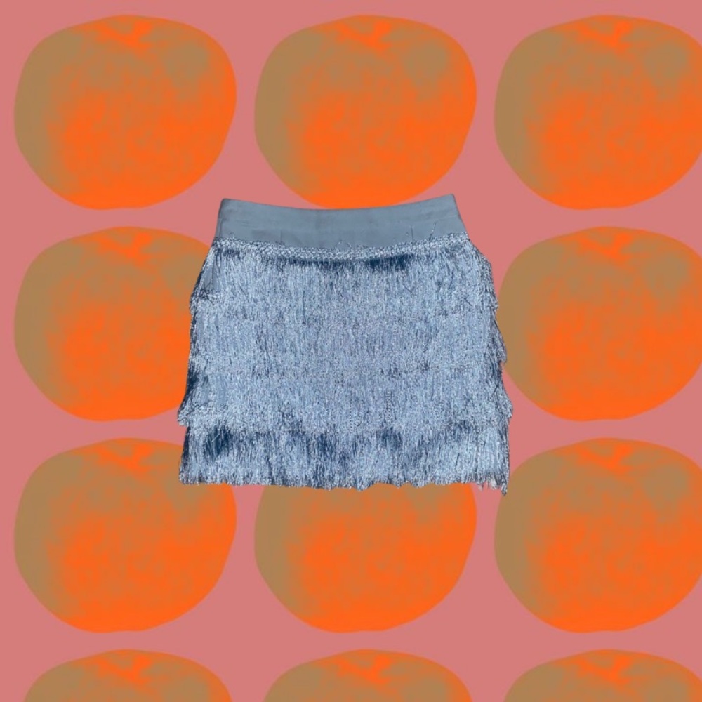 Gianni Bini Blue Fringe Mini Skirt